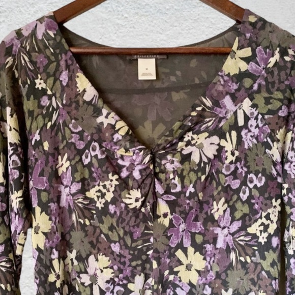 Sigrid Olsen Silk Plum Floral Top Size Medium - Picture 3 of 8